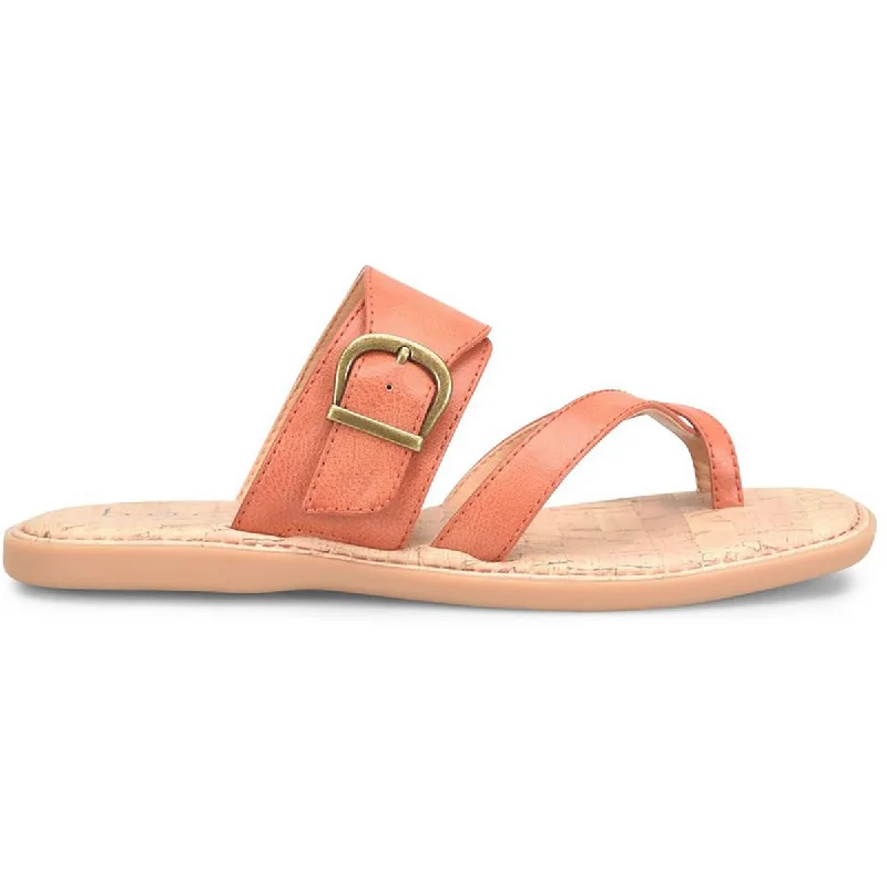 B.O.C. Womens Kelsee Faux Leather Buckle Slide Sandals