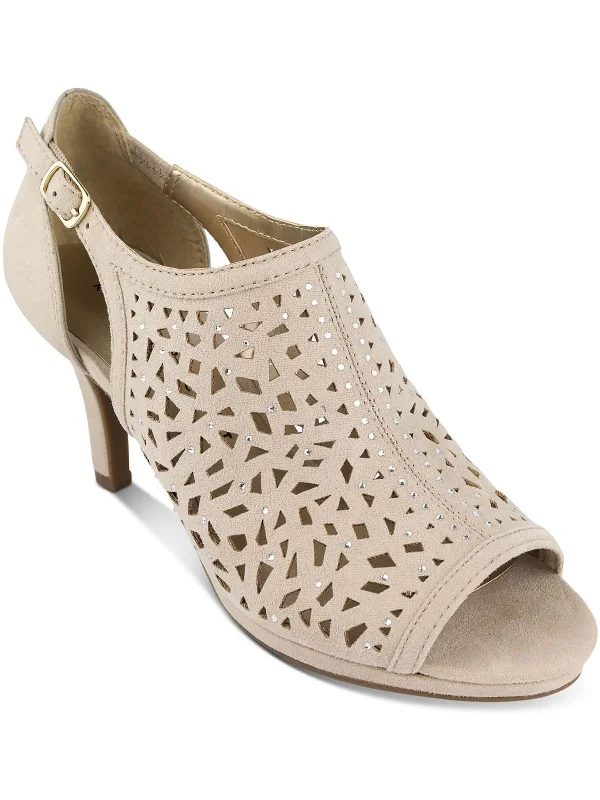 Blayne Womens Microsuede Embellished Heels