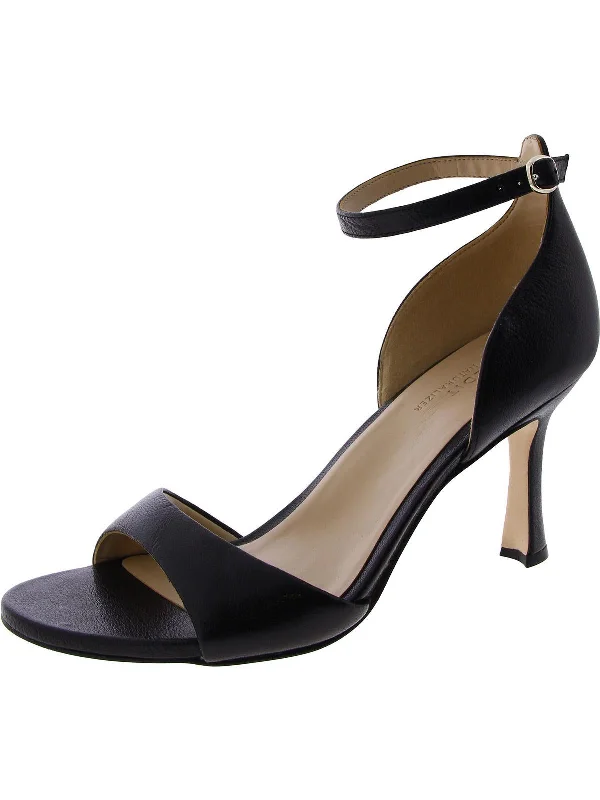 Celeste Womens Leather Ankle Strap Heels