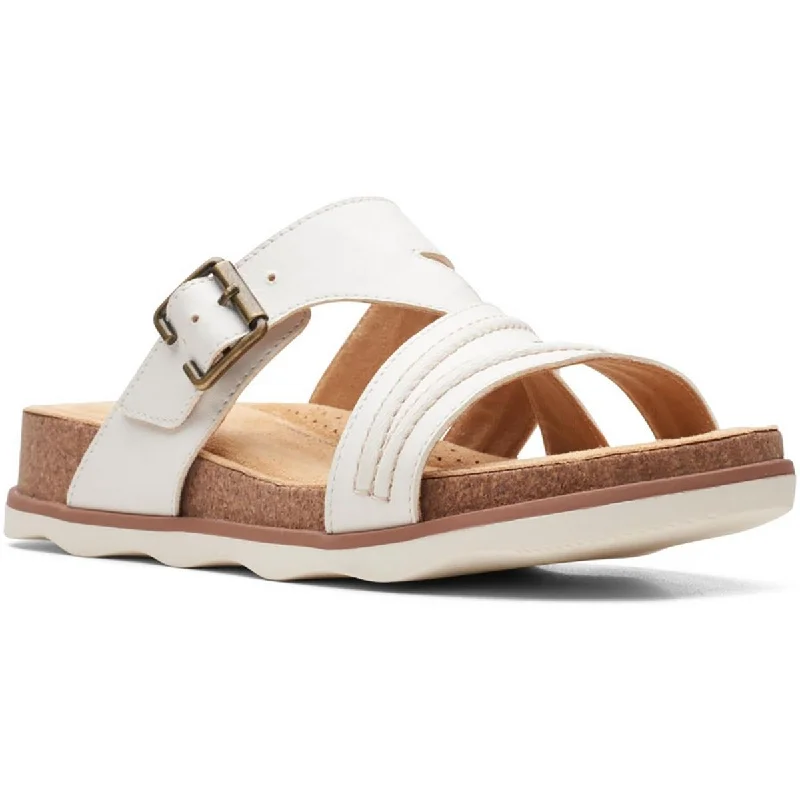 Clarks Womens Brynn Hope Leather Slip On Slide Sandals