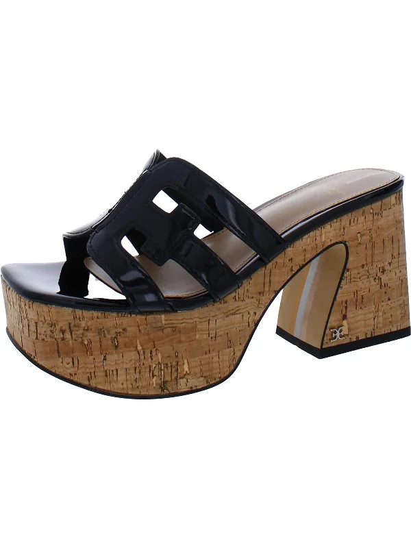 Dev Womens Patent Espadrille Platform Sandals