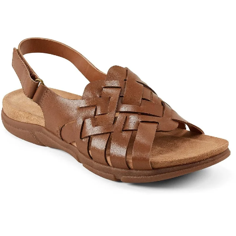 Easy Spirit Womens Maryan  Leather Adjustable Wedge Sandals