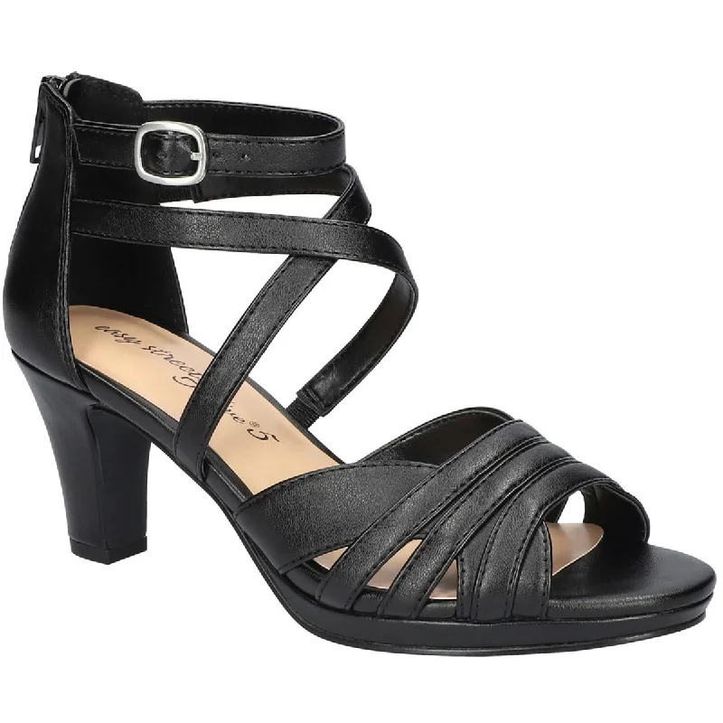 Easy Street Womens Crissa Faux Leather Strappy Ankle Strap