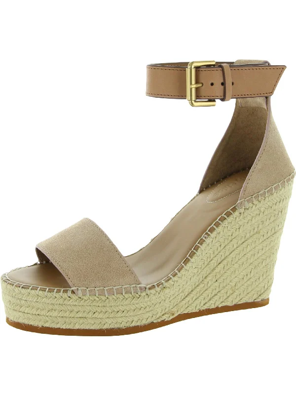 Glyn Womens Suede Ankle Strap Wedge Sandals