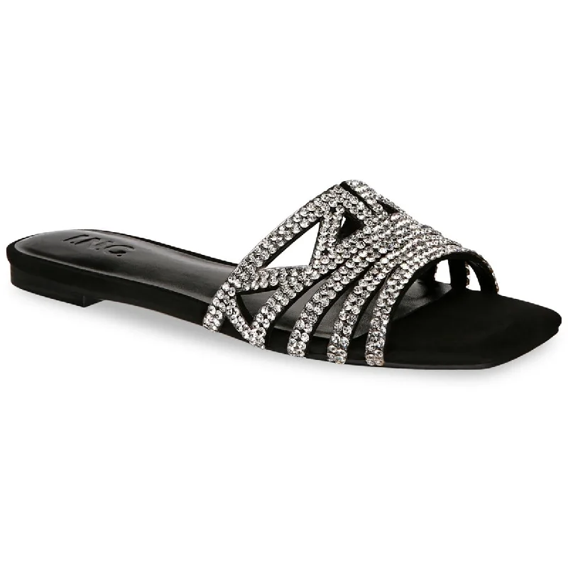 INC Womens Tianah Rhinestone Slip On Slide Sandals