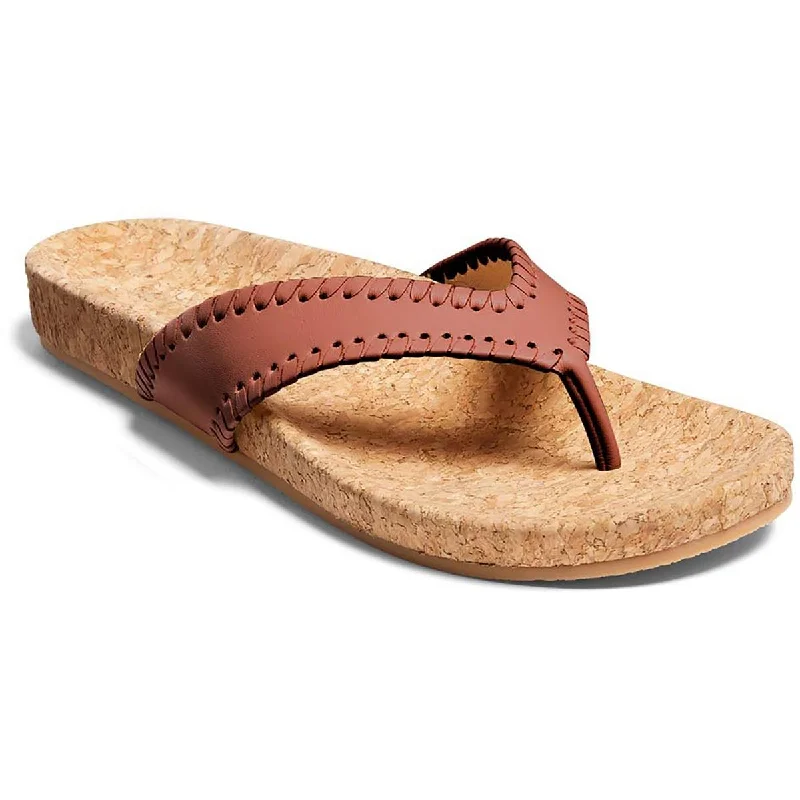 Jack Rogers Womens Thelma Comfort Leather Slip-On Thong Sandals