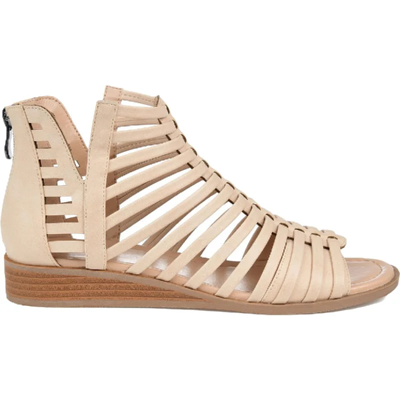 Journee Collection Womens Delilah Faux-Leather Zipper Gladiator Sandals