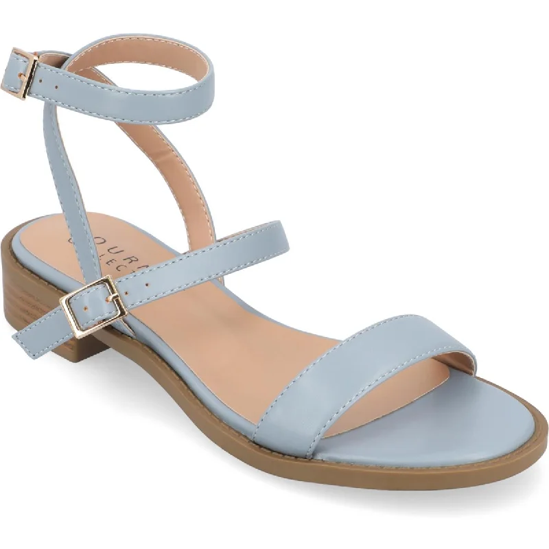 Journee Collection Womens Gigie Faux Leather Open Toe Ankle Strap