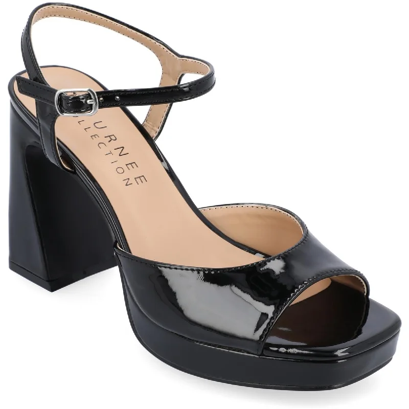 Journee Collection Womens Ziarre Patent Ankle Strap Heels