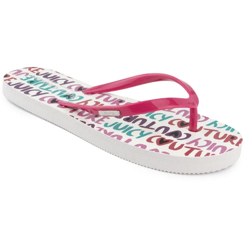 Juicy Couture Womens Zamia Printed Slip On Flip-Flops