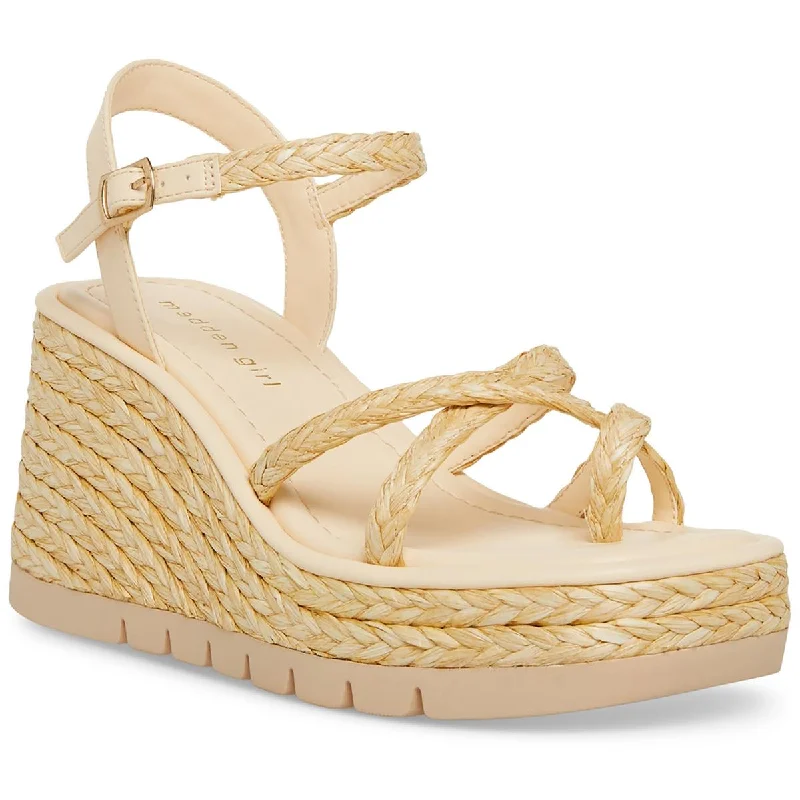 Madden Girl Womens Vault Raffia Cushioned Footbed Wedge Sandals