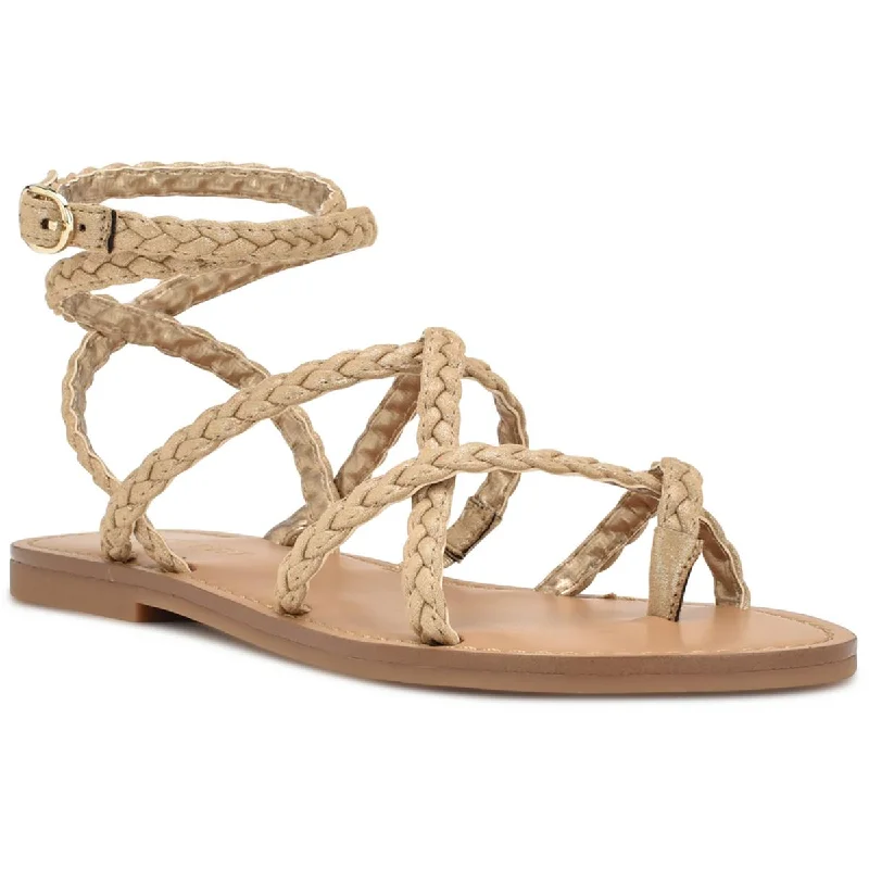 Nine West Womens Coralin 2 Faux Leather Braided Strappy Sandals