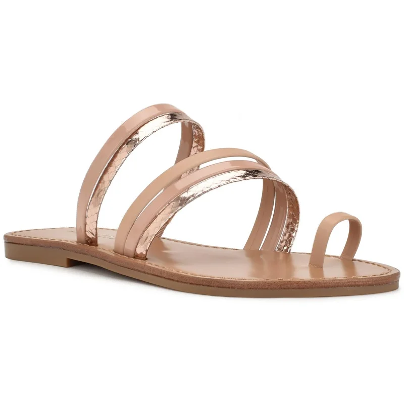 Nine West Womens WNCINS3 Faux Leather Slip On Strappy Sandals