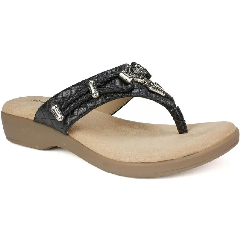 Rialto Womens Bailee Woven Thong Wedge Sandals