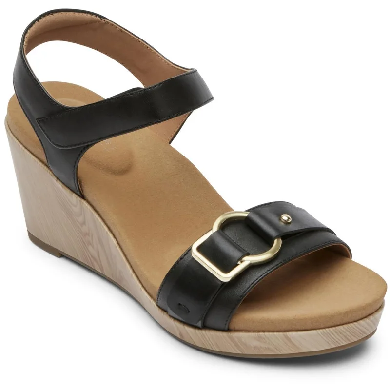 Rockport Womens Briah II Leather Ankle Wedge Sandals