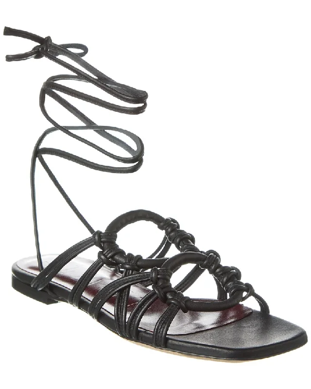 STAUD Adeline Lace-Up Leather Sandal