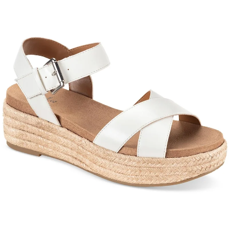 Style & Co. Womens Emberr Faux Leather Slingback Flatform Sandals