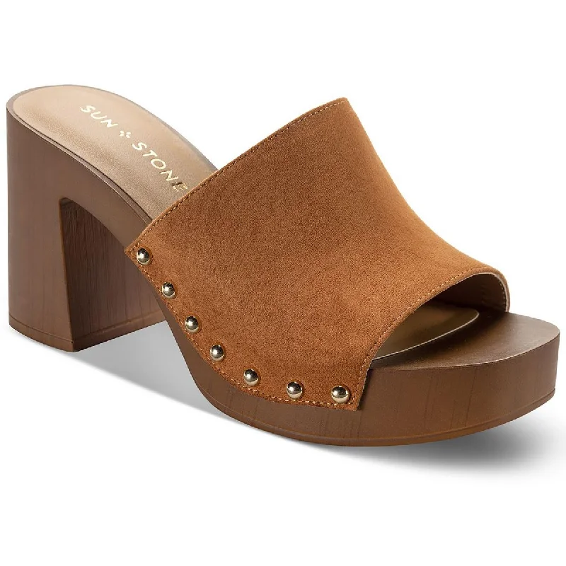 Sun + Stone Womens Twiggyy Faux Suede Studded Block Heel