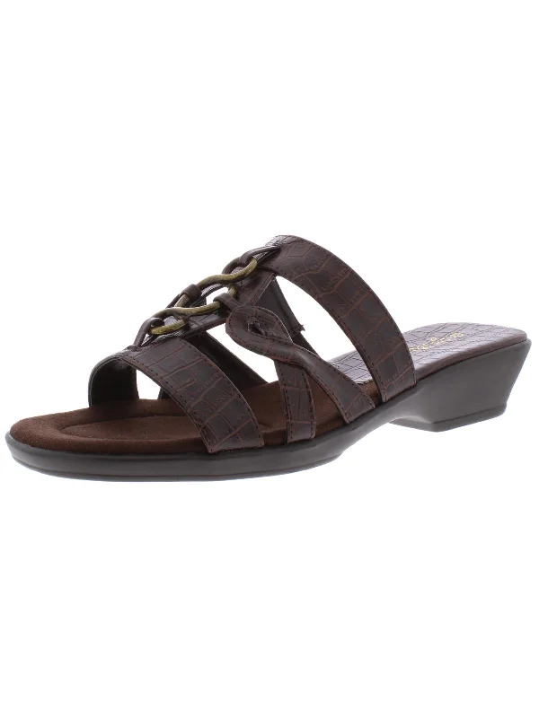 Torrid Womens Faux Leather Strappy Slide Sandals