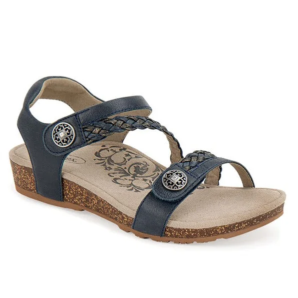 Womens Aetrex Jillian Braided Quarter Strap Sandal Navy