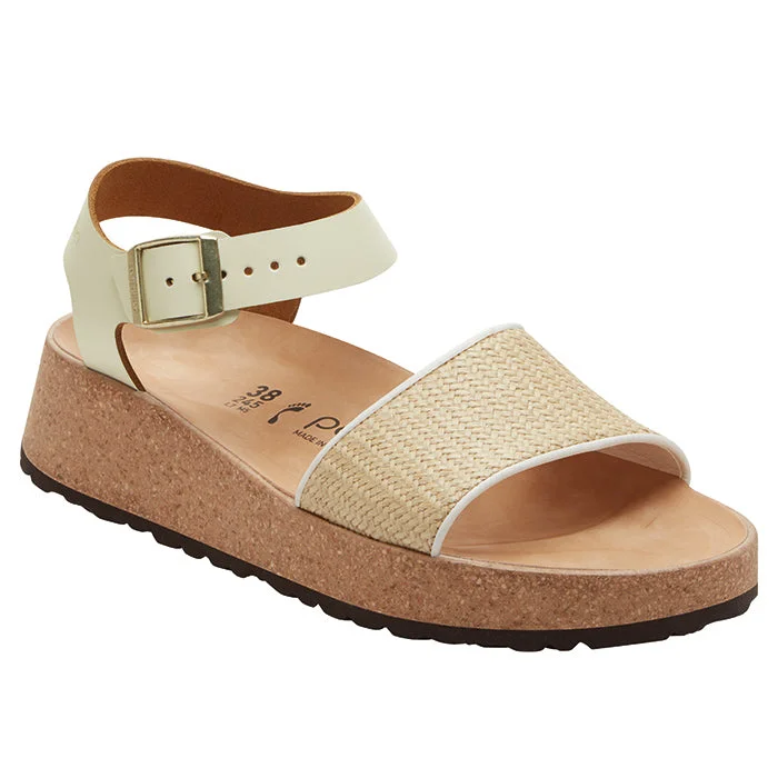 Womens Birkenstock Glenda Raffia Narrow in Natural/White