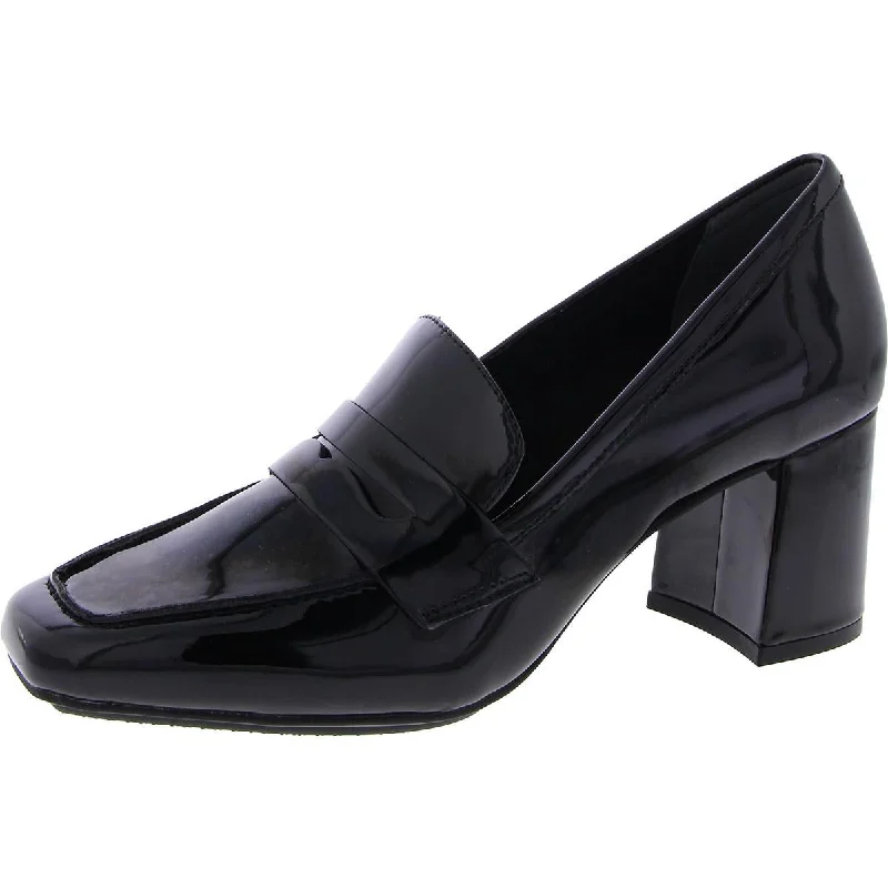 Anne Klein Womens Patent Slip On Loafer Heels