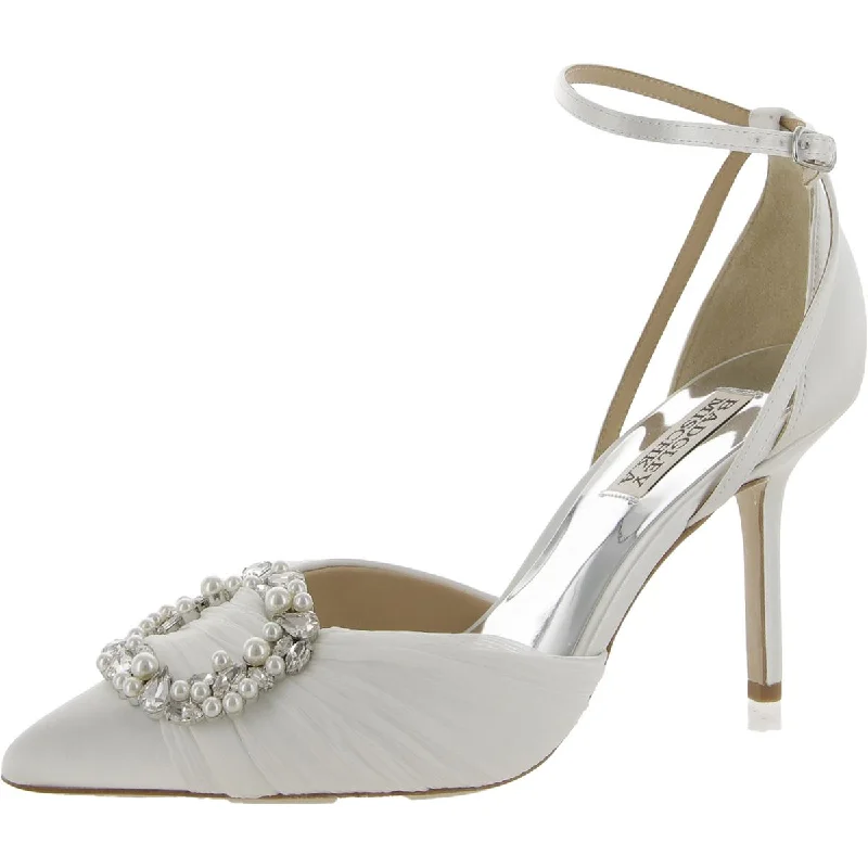 Badgley Mischka Womens Nisha Satin Embellished Pumps