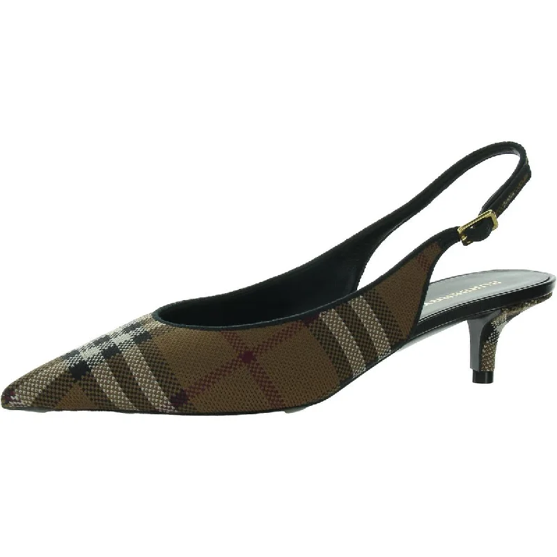 Burberry Womens Buckle Pointed Toe Kitten Heels