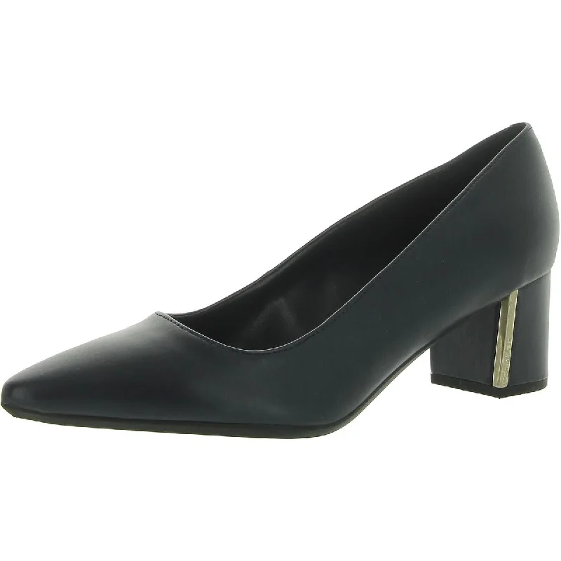 Calvin Klein Womens NATALIA Faux Leather Pointed toe Block Heels