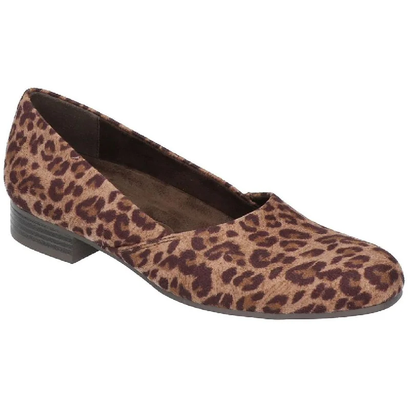 Easy Street Womens Peace Leopard Print Faux Leather Pumps