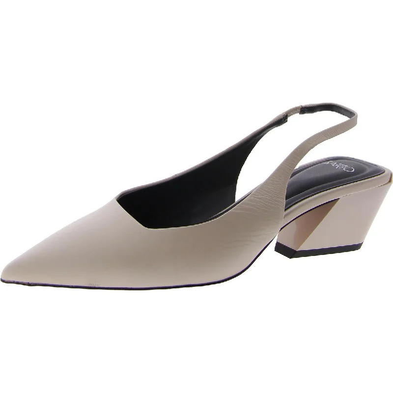 Franco Sarto Womens A-GENA Leather Pointed Toe Slingback Heels