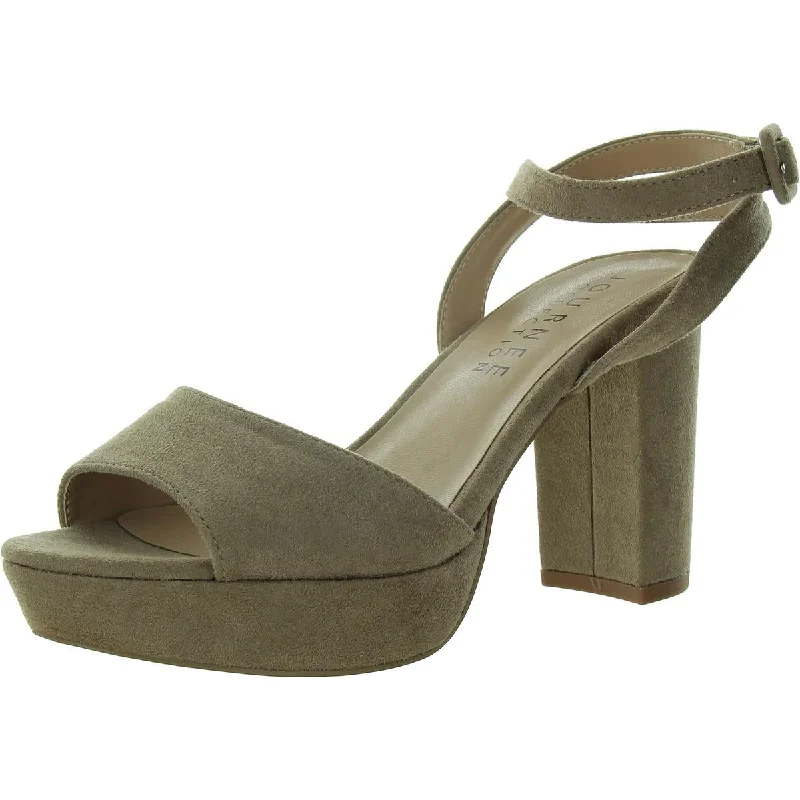 Journee Collection Womens Faux Suede Peep Toe Pumps