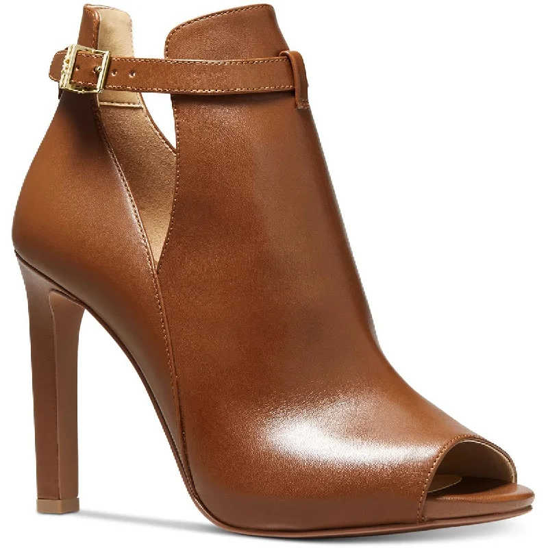 MICHAEL Michael Kors Lawson Women's Leather Peep Toe Ankle Wrap Booties