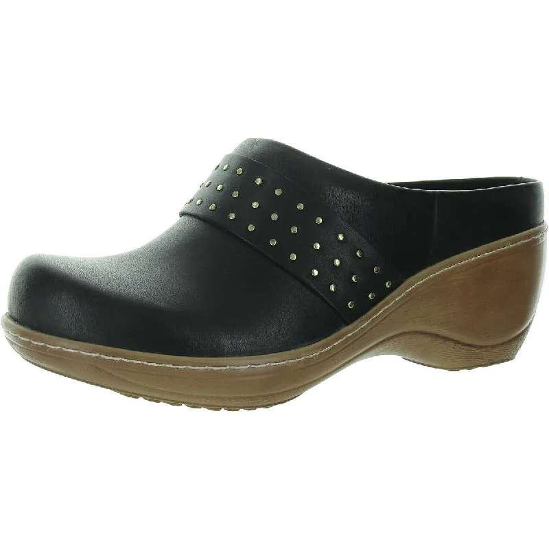 SoftWalk Womens Marana Leather Round Toe Clogs