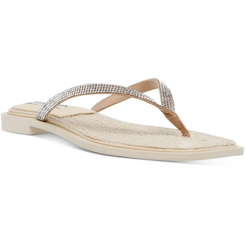 Hot Trends Steve Madden Womens Abela Faux Leather Thong Flip-Flops
