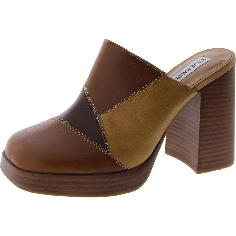 Steve Madden Womens Arlington Block Heel Square Toe Clogs