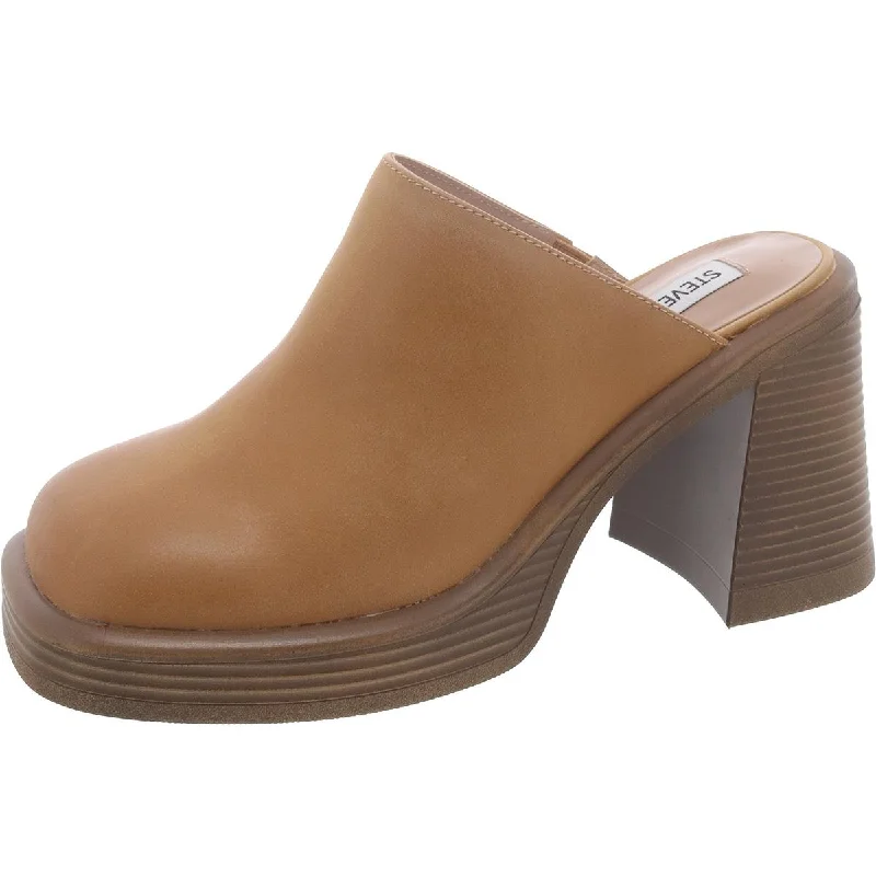 Steve Madden Womens Foresight Leather Slip-On Clogs