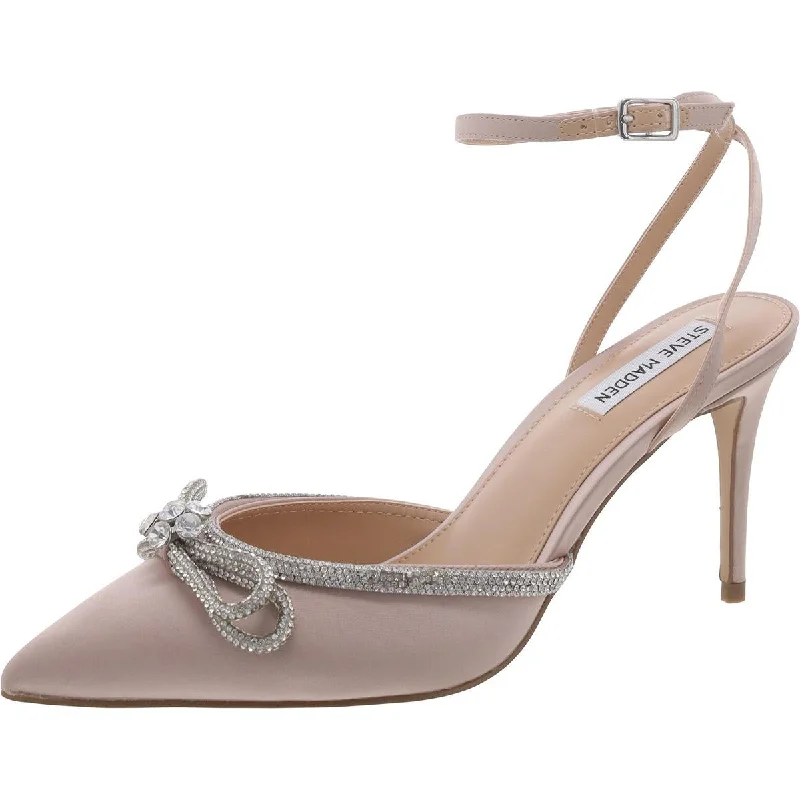 Steve Madden Womens Leia Satin Pointed Toe Ankle Strap