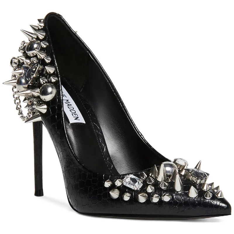 Steve Madden Womens Veronicka Faux Leather Studded Pumps