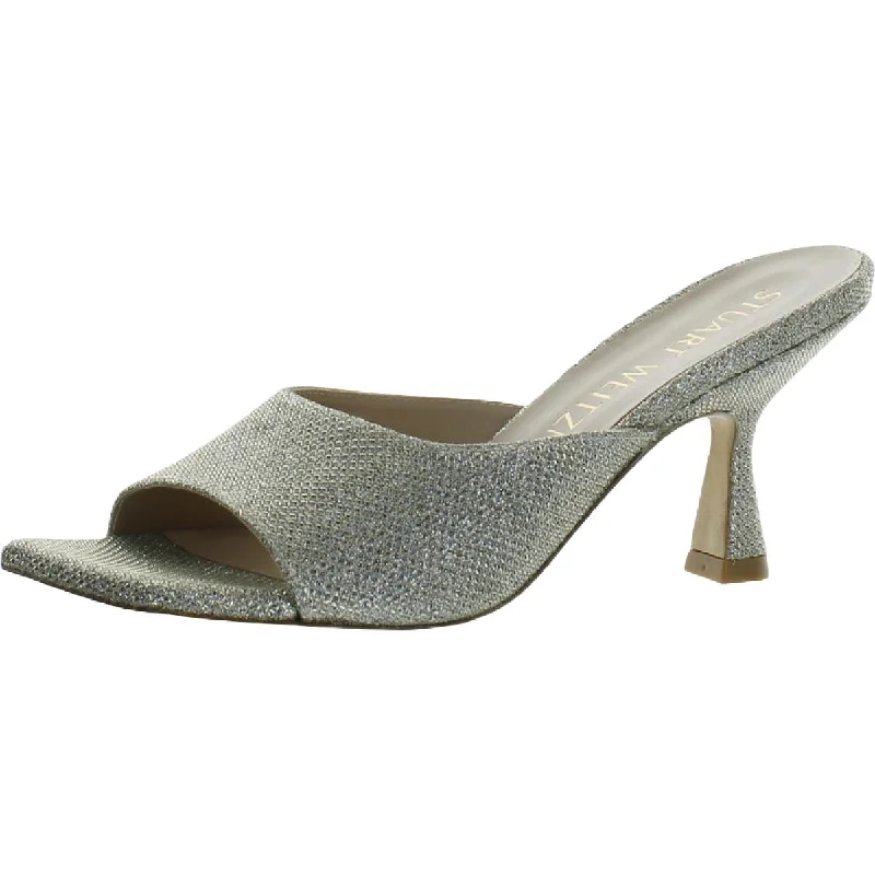 Stuart Weitzman Womens Metallic Square Toe Mules