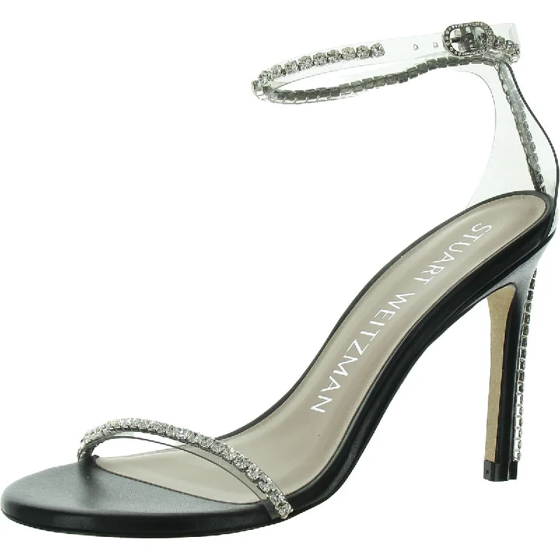 Stuart Weitzman Womens NUDISGLAM 100 Leather Ankle Strap Pumps