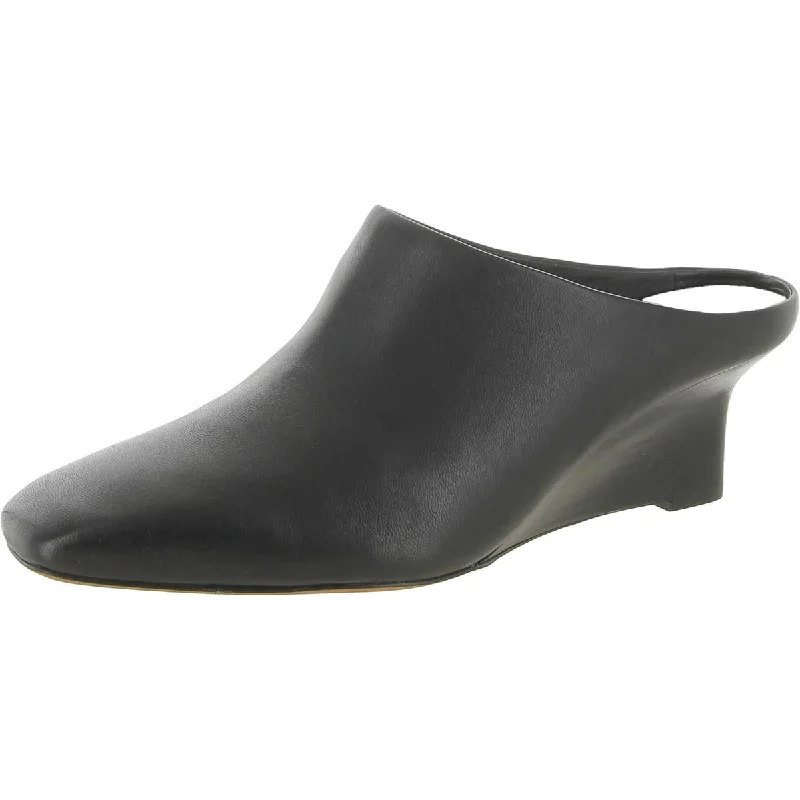 Vince Womens Benita Leather Slip On Wedge Heels