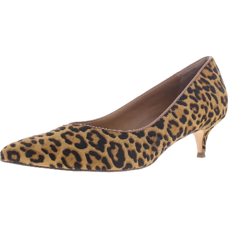 Vionic Womens Josie Leopard Leather Slip On Kitten Heels