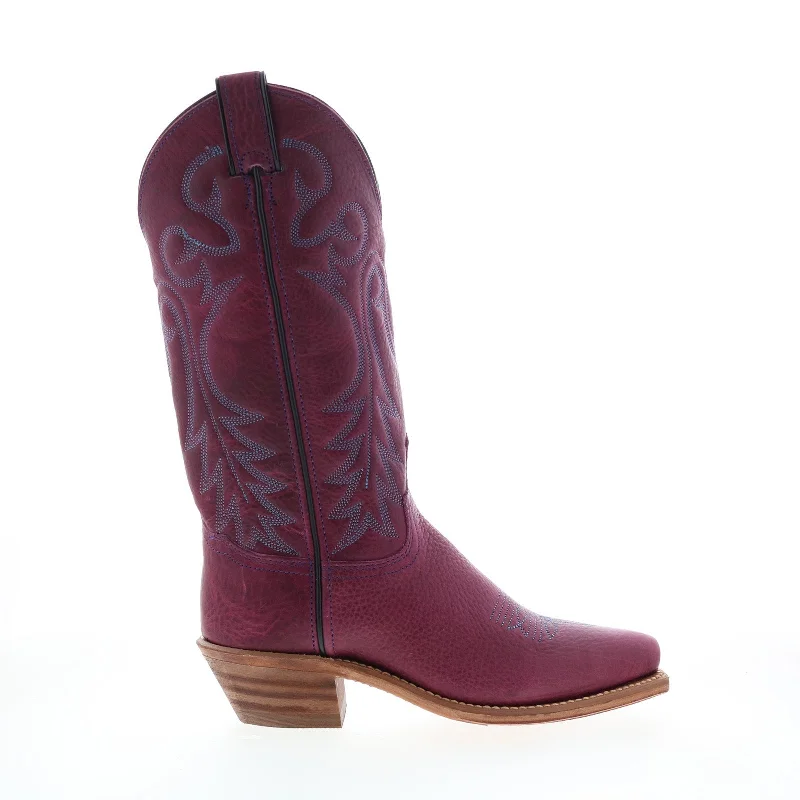 Abilene Boots 9271 Womens Purple Leather Slip On Cowboy Western Boots