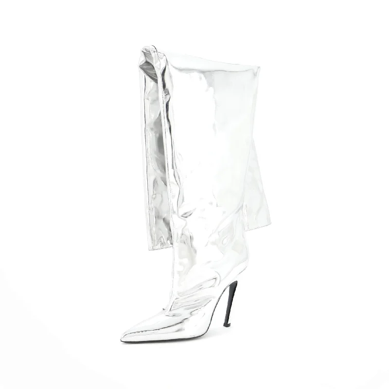 All The Time Over the Knee Boots Metallic Leather