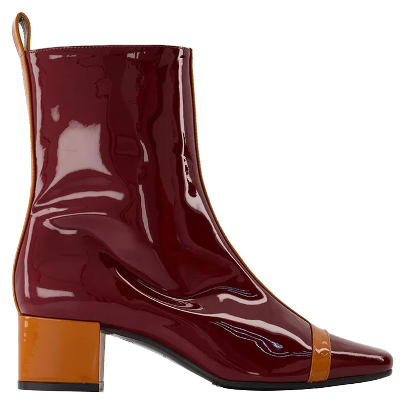 Comfortable Work Shoes Audrey Boots - Carel - Patent Leather - Camel