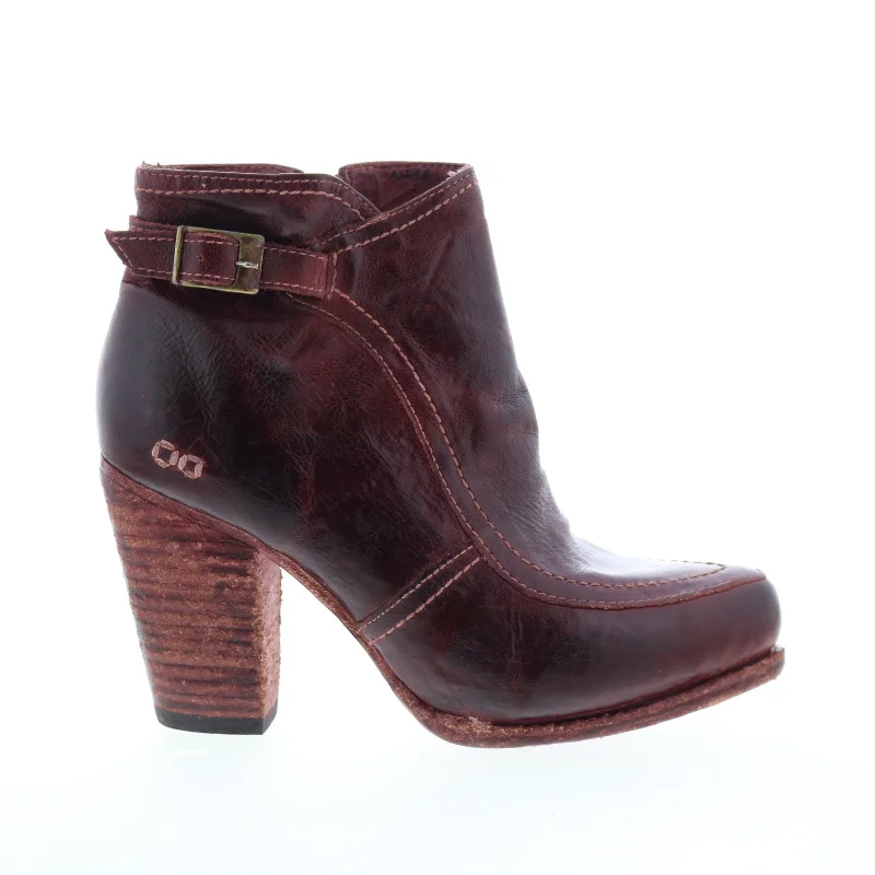 Bed Stu Isla F323000 Womens Burgundy Leather Zipper Ankle & Booties Boots