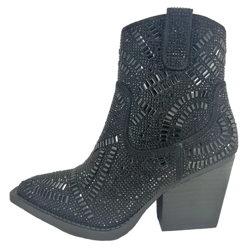 Very G Women's Black Sparkle Maze Bootie