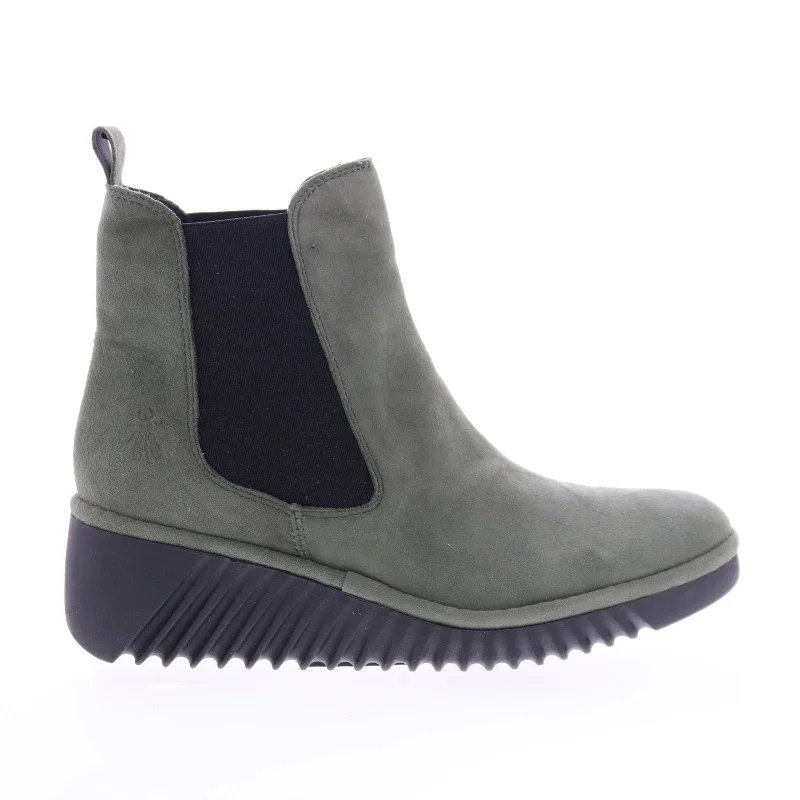 Fly London Lita LITA229FLY-007 Womens Green Suede Slip On Chelsea Boots