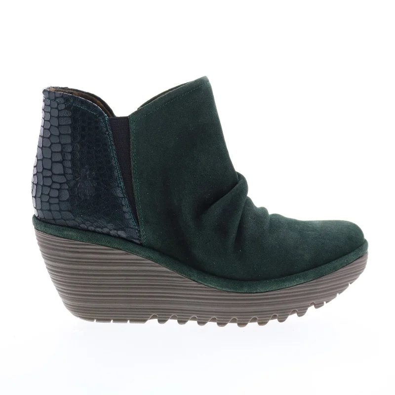 Fly London Yamy YAMY266FLY-004 Womens Green Suede Ankle & Booties Boots